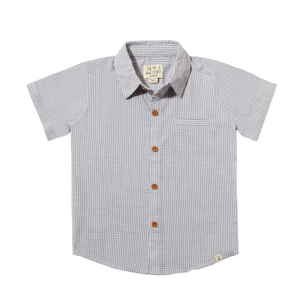 Grey Micro Plaid Button Up Shirt