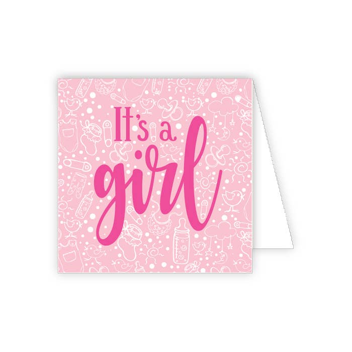 It's A Girl Baby Icons Background Enclosure Card