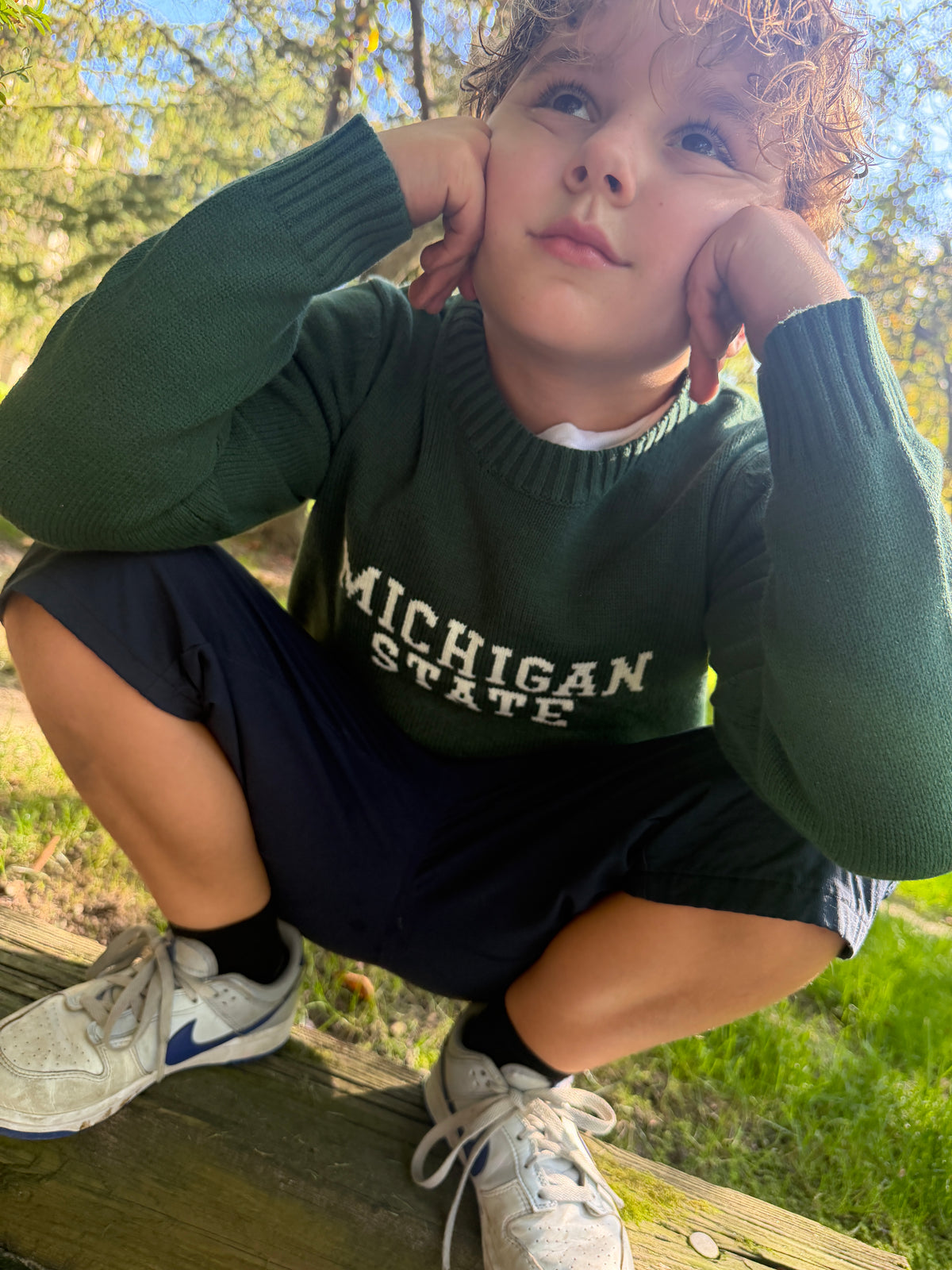 Kids Michigan State Block Letters Knit Sweater