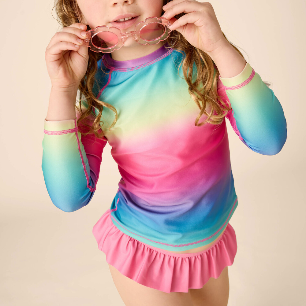 Tropical Pink Ruffled Bikini Bottom