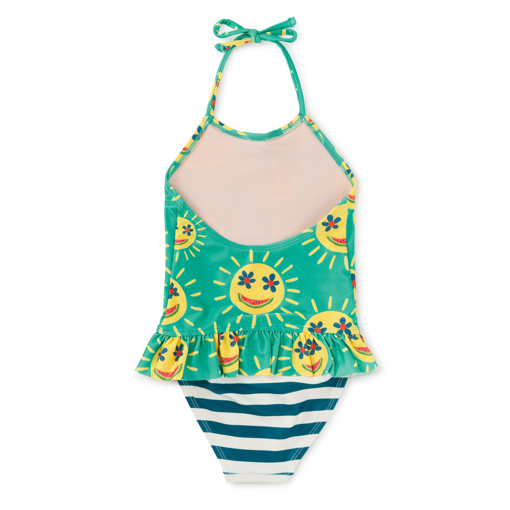 Smiley Sun Peplum One Piece Bathing Suit