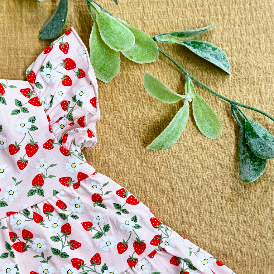 Strawberry Flutter Bodysuit and Bow Set