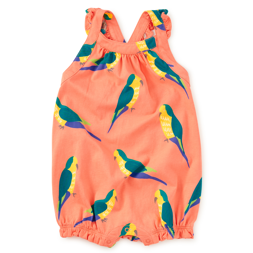 Monk Parakeet Cross Back Baby Romper
