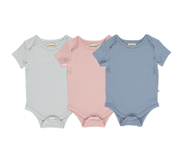 Striped Cotton Short Sleeve Onesie