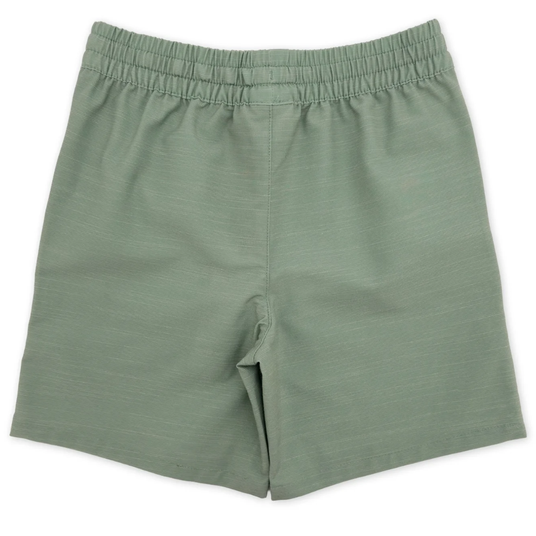 Buckle Up Hybrid Short in Mineral Green