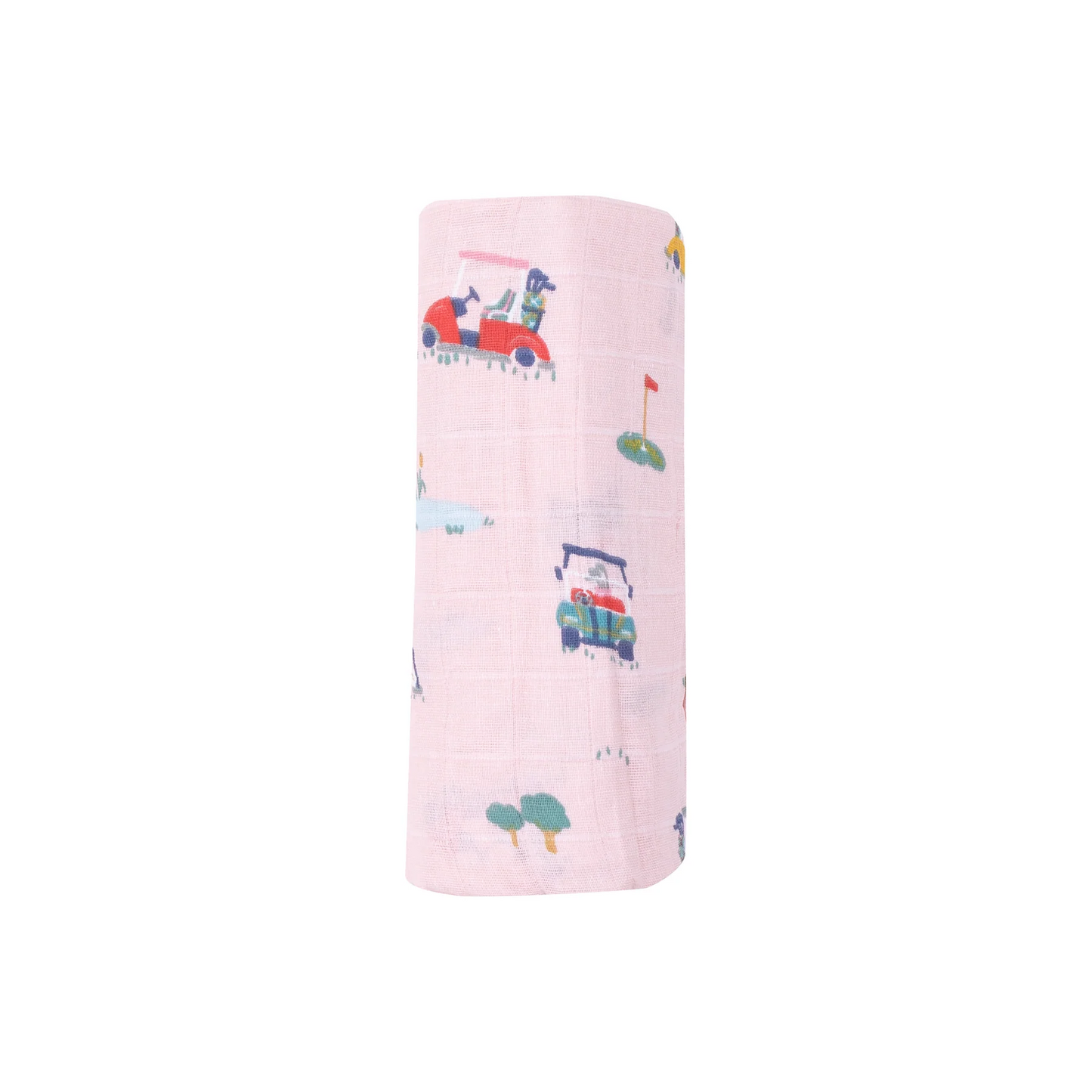 Golf Cart Cuties Pink Swaddle Blanket