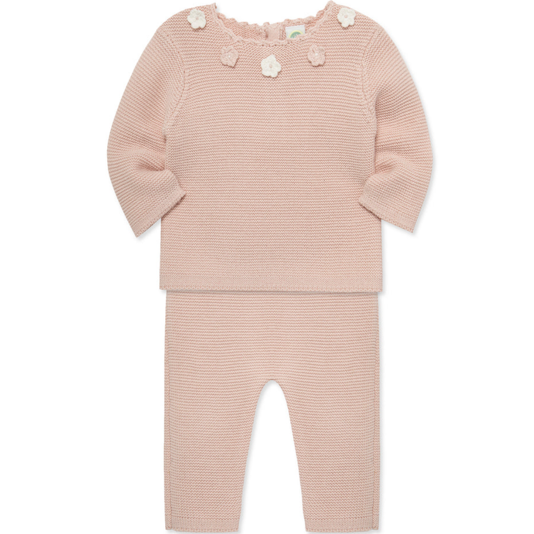 Pink Crochet Sweater Set