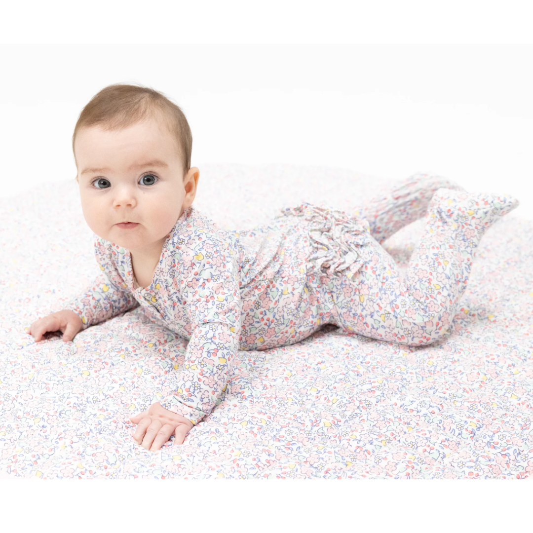 Elizabeth's Garden Ruffle Back Zipper Footie