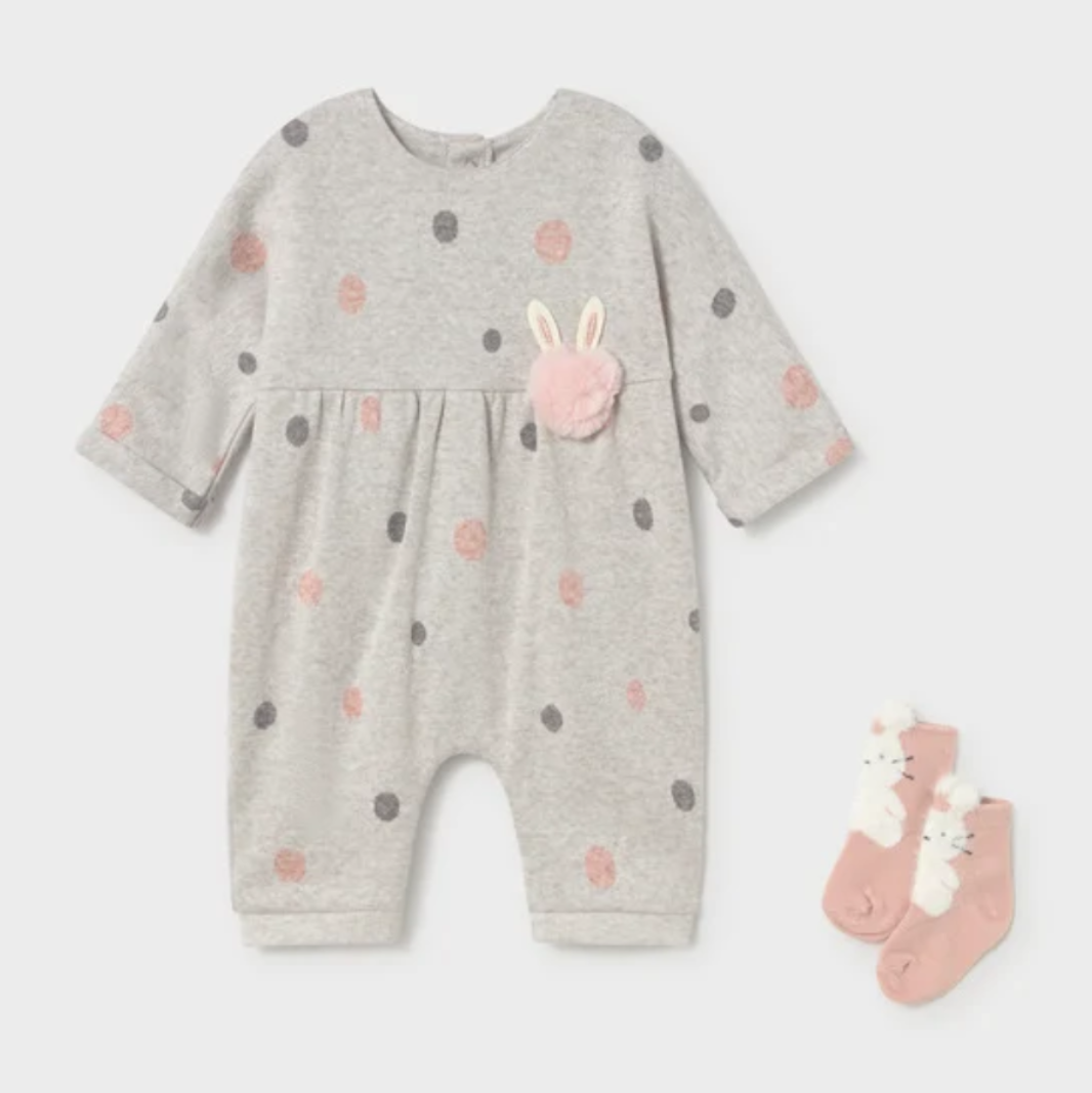 Puff Bunny Romper with Socks