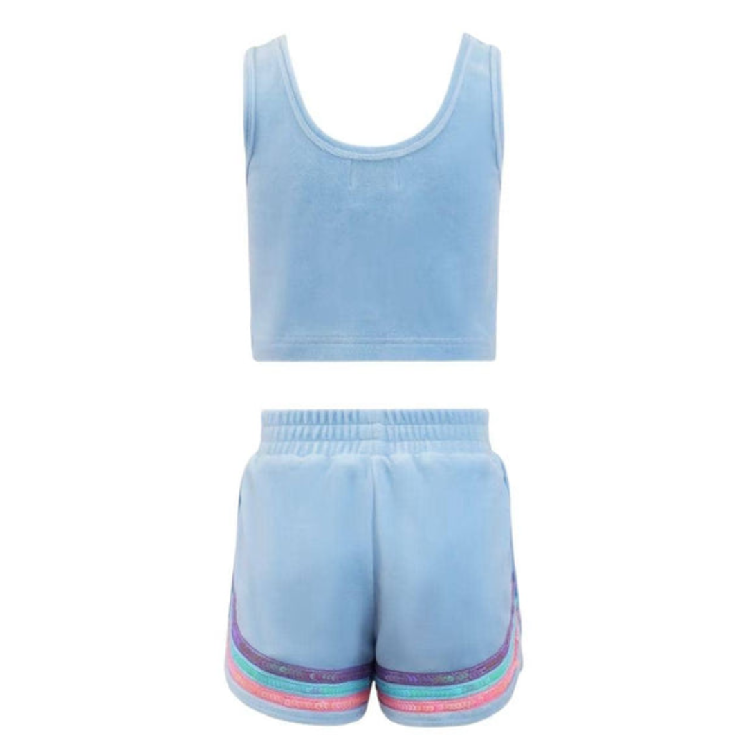 Blue Rainbow Velour Tank Set