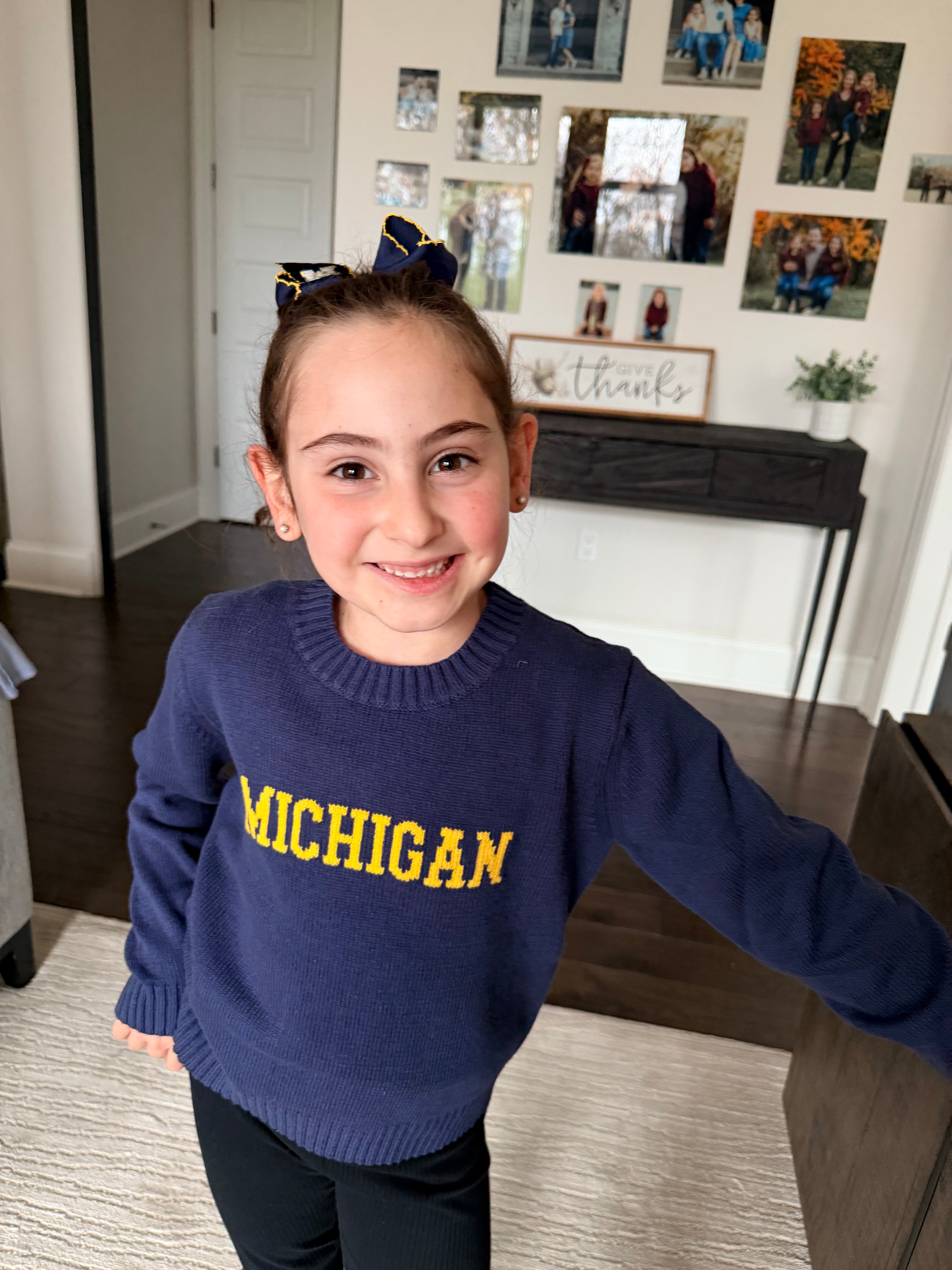 Navy Michigan Block Letters Knit Sweater