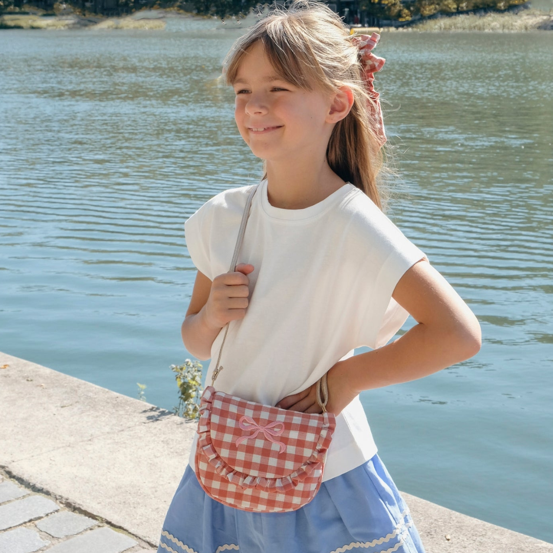 Gingham Ruffled Bow Bag