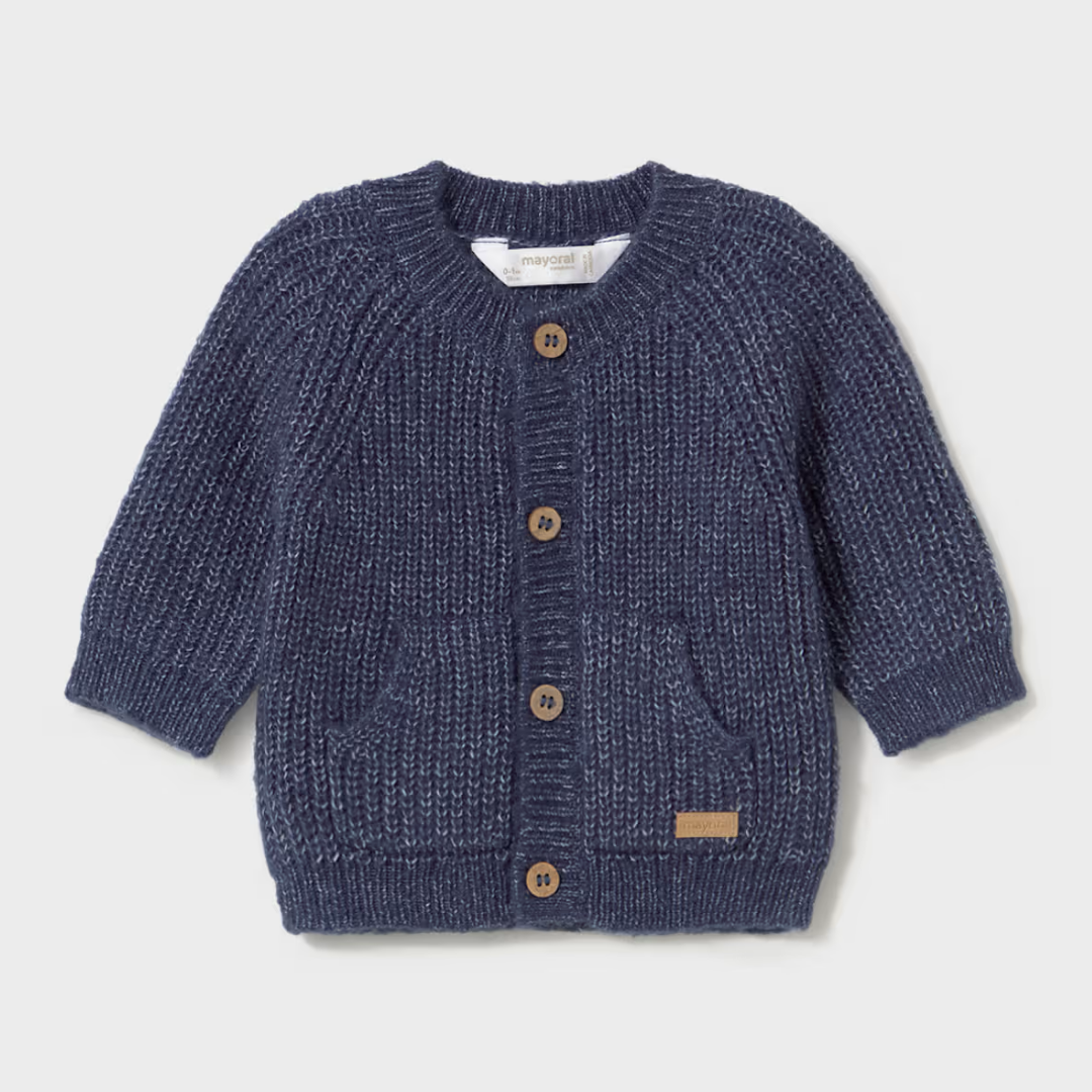 Heather Indigo Newborn Boy Knit Cardigan