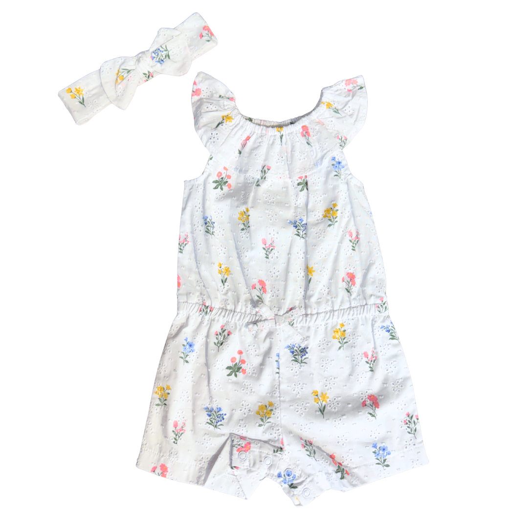 White Garden Eyelet Romper
