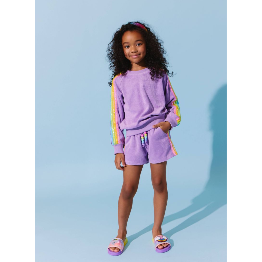 Lavender Rainbow Sequin Stripe Set