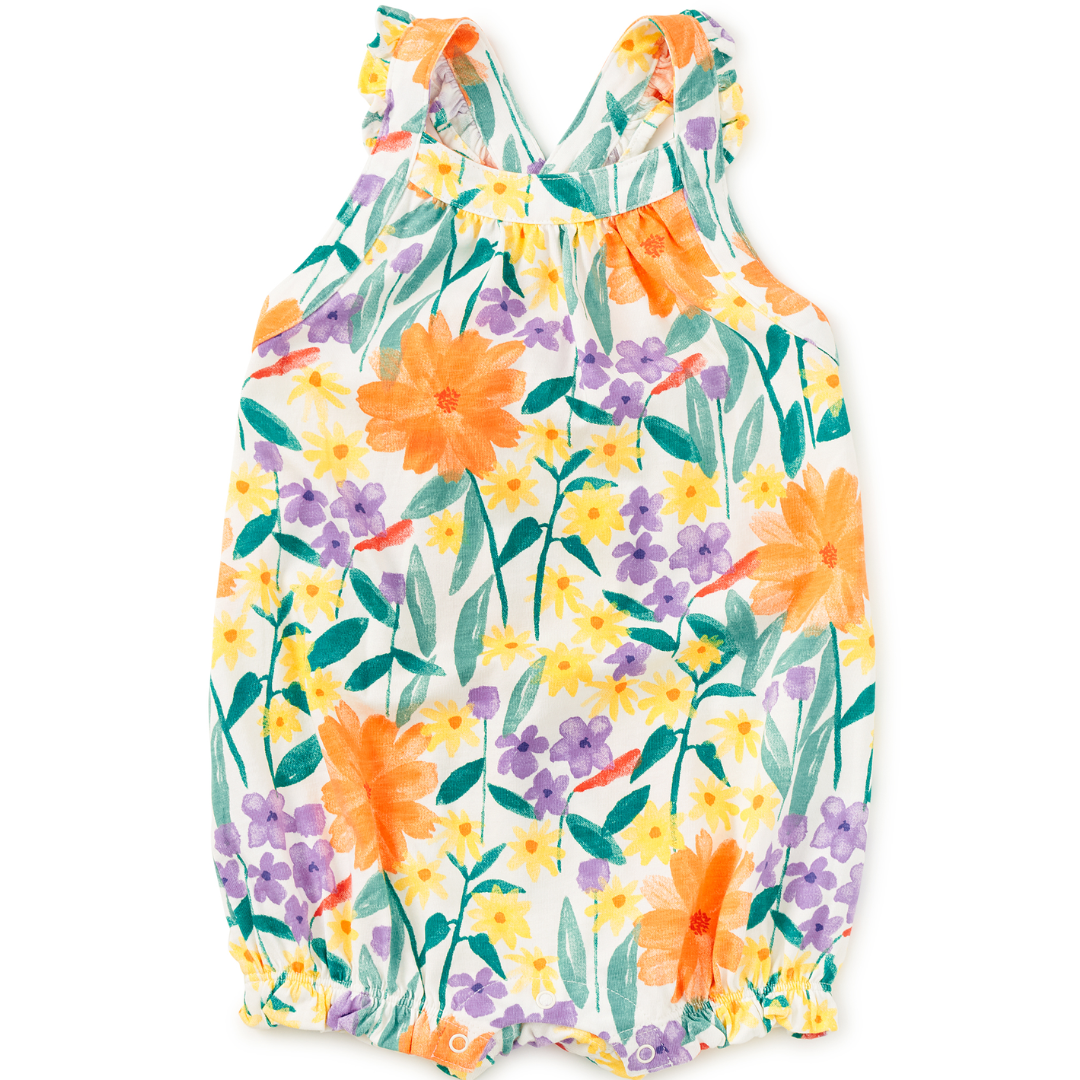 Watercolor Floral Cross Back Baby Romper