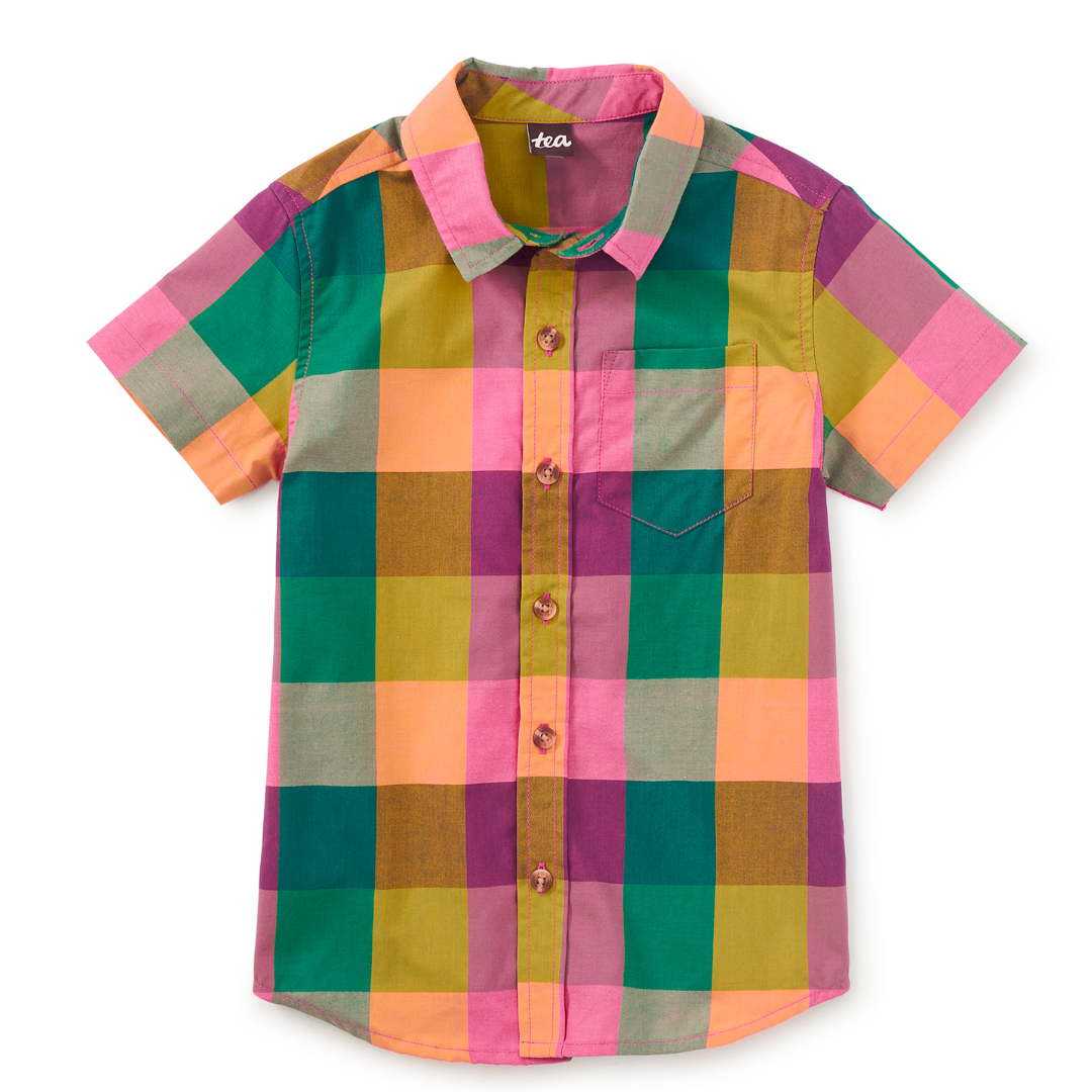 Barcelona Plaid Button Up Woven Shirt