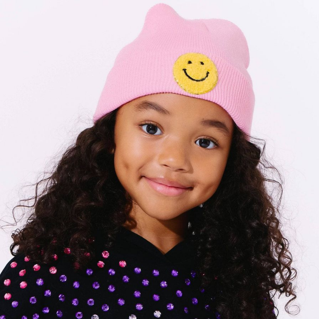 Pink Happy Beanie