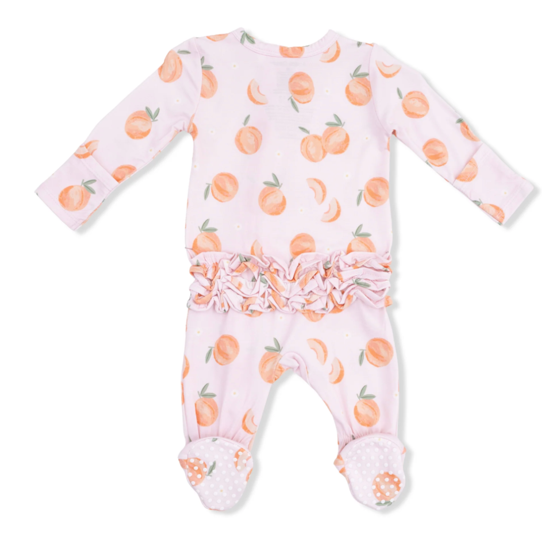 Sweet Peach Ruffle Back Zipper Footie