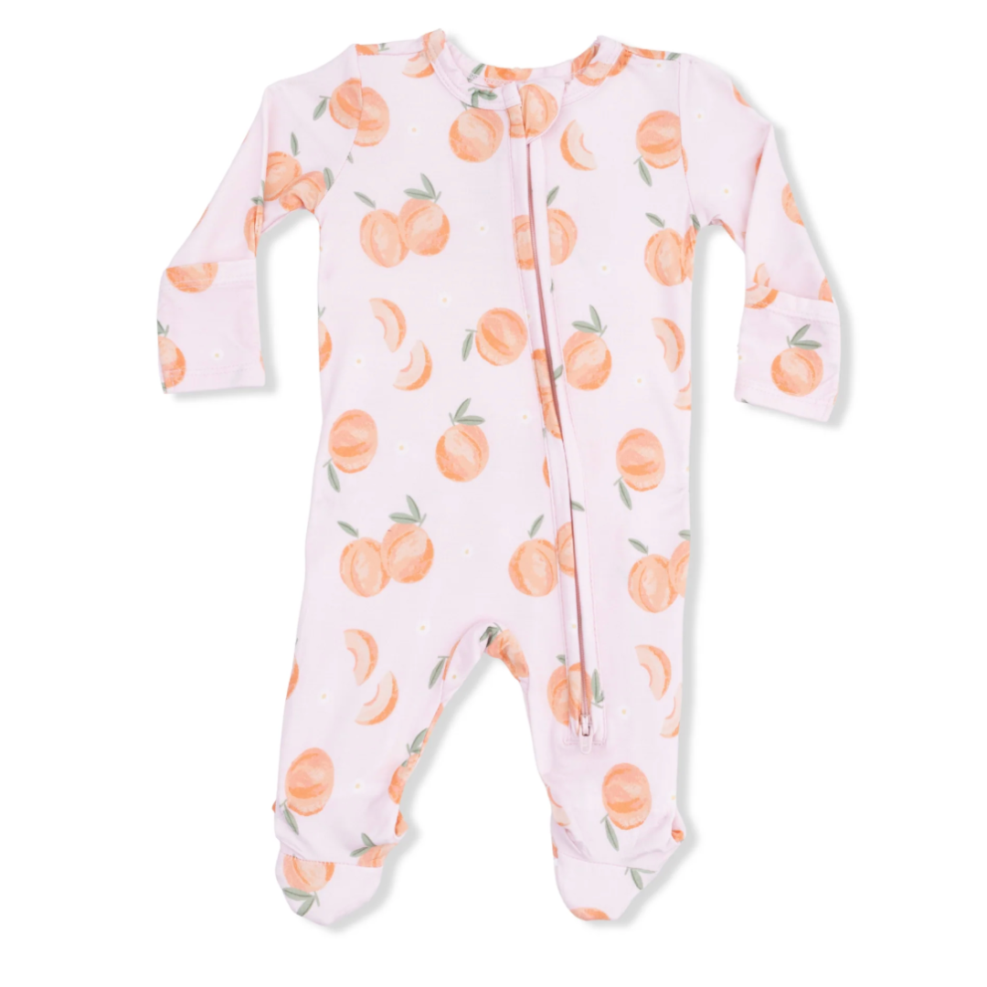 Sweet Peach Ruffle Back Zipper Footie