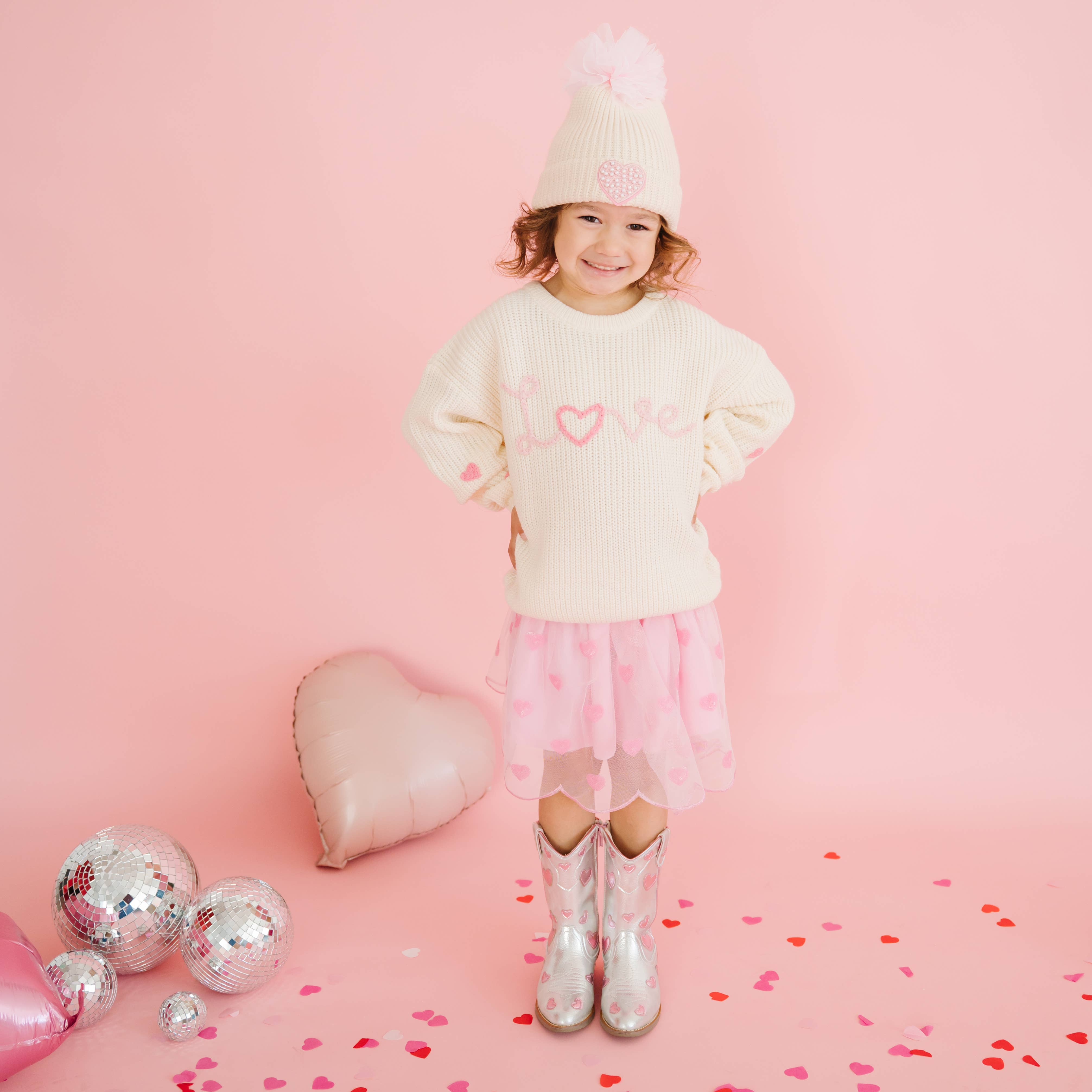 Ditsy Love Valentine's Day Knit Sweater - Kids Clothing