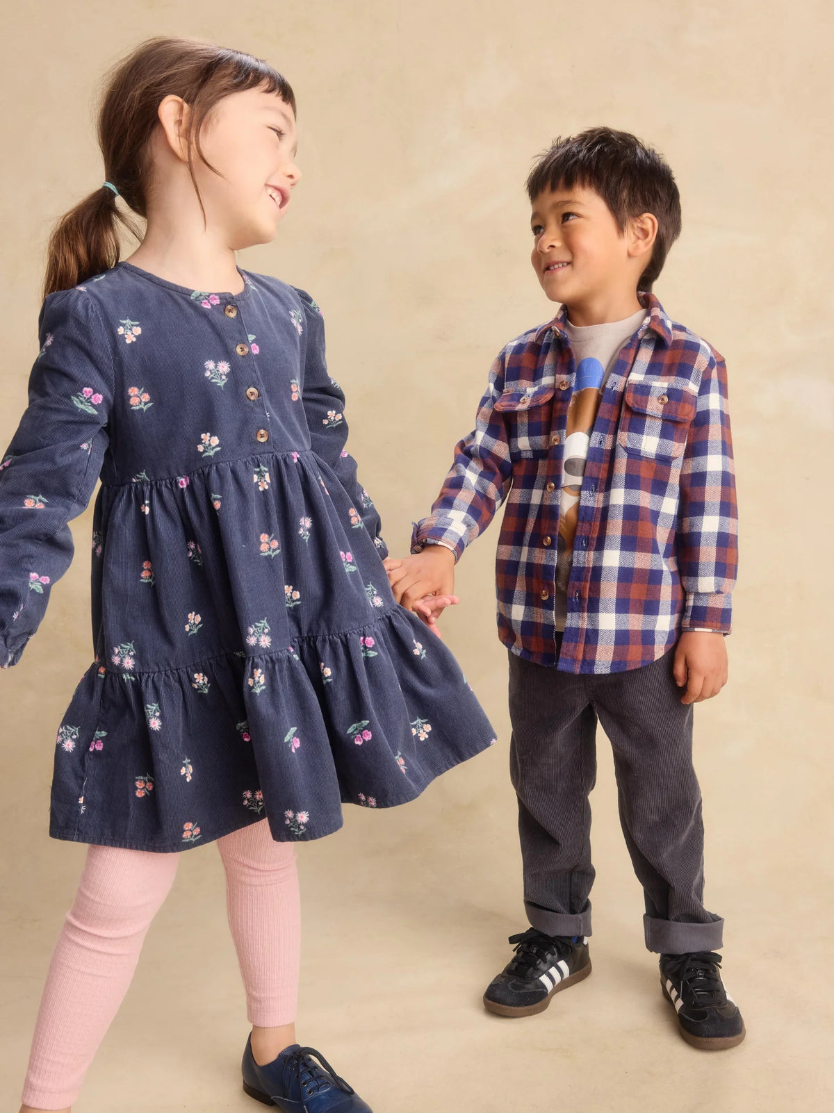 Midnight Posy Corduroy Henley Shirtdress