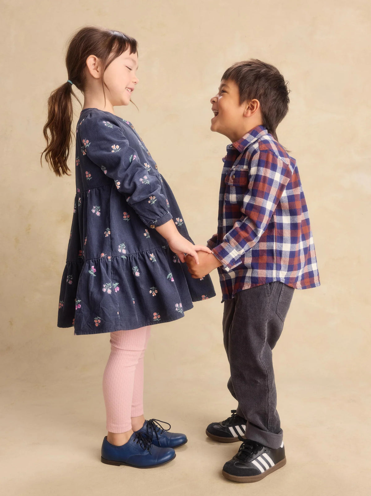 Midnight Posy Corduroy Henley Shirtdress