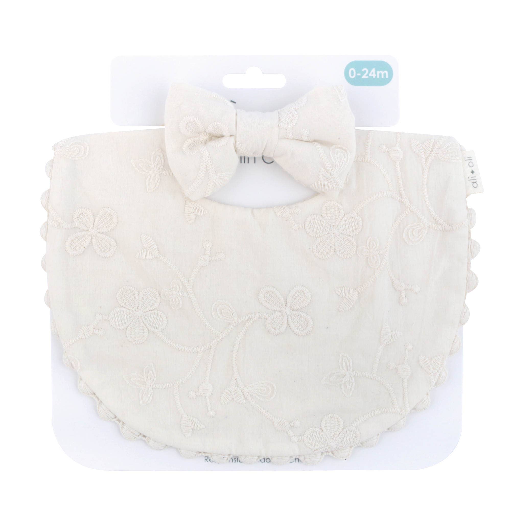 Flowers & Bow Cotton Baby Bib Double-Sided