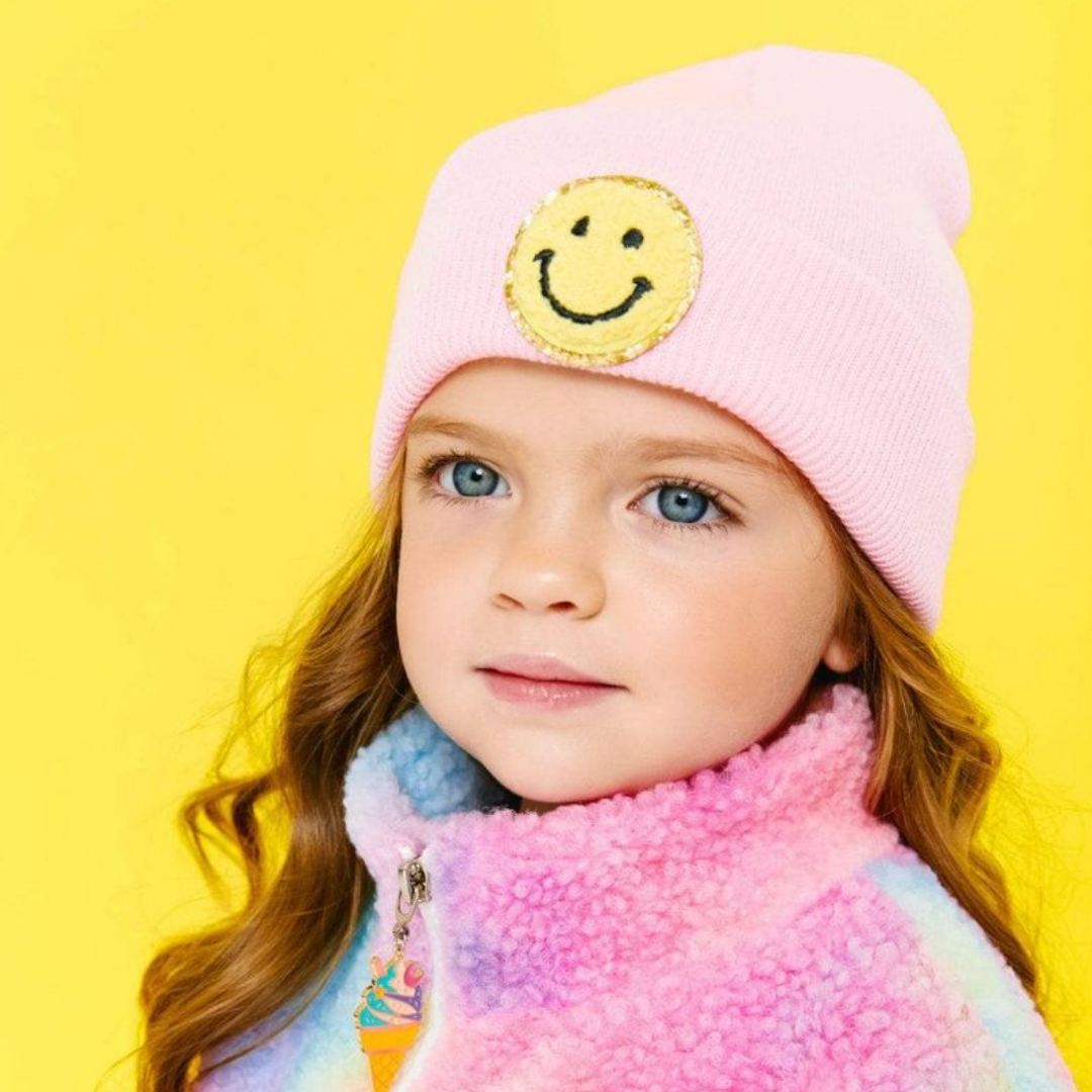 Pink Happy Beanie