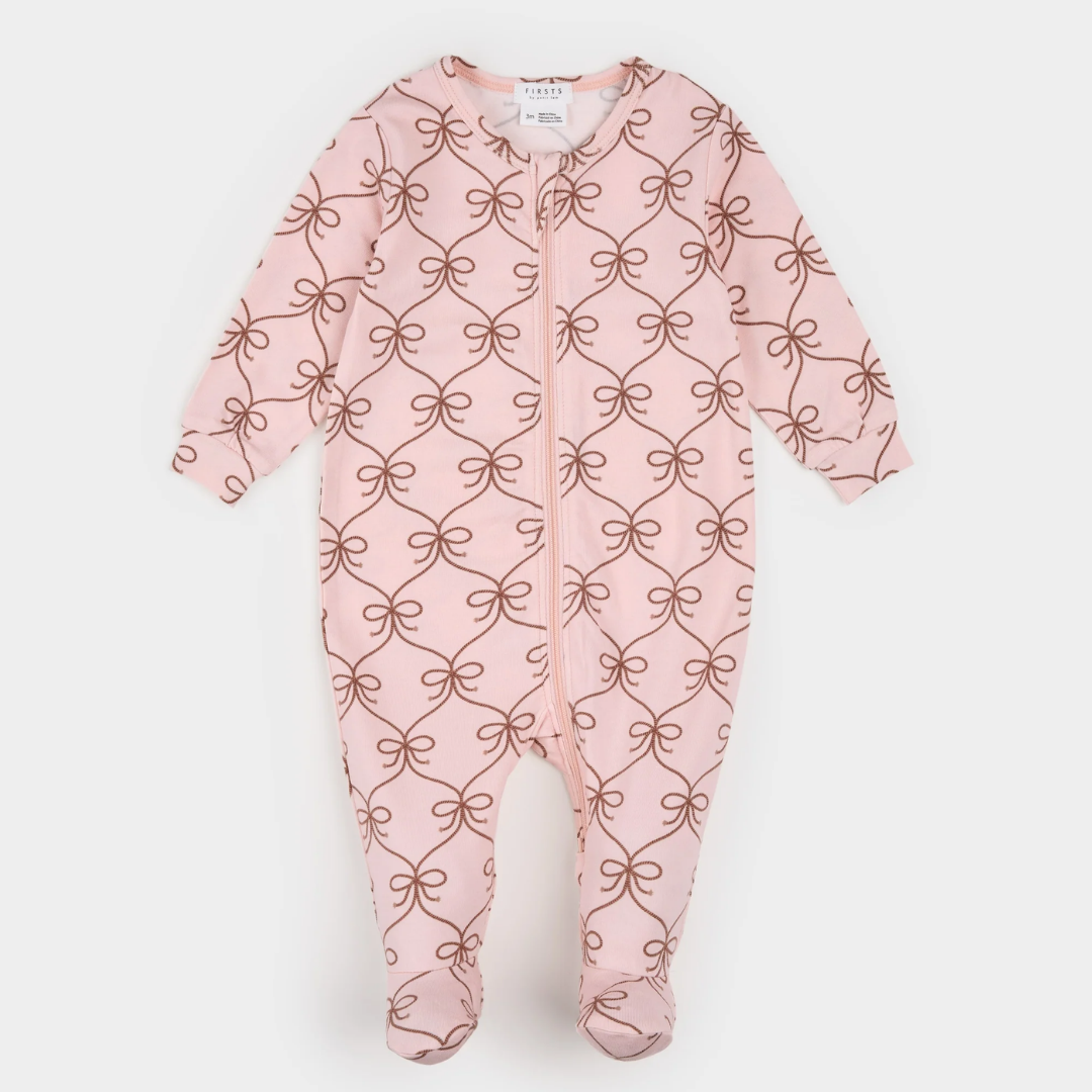 Lasso Bow Print on Rose LunaKnit Sleeper
