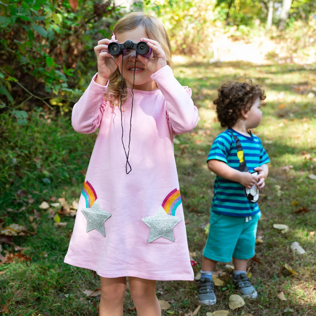 Star Pocket Pink Ruffle Dress