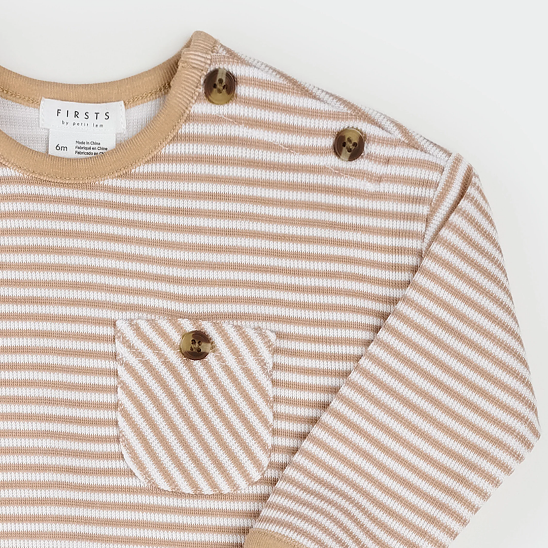 Mocha Striped Double Jersey Outfit Set