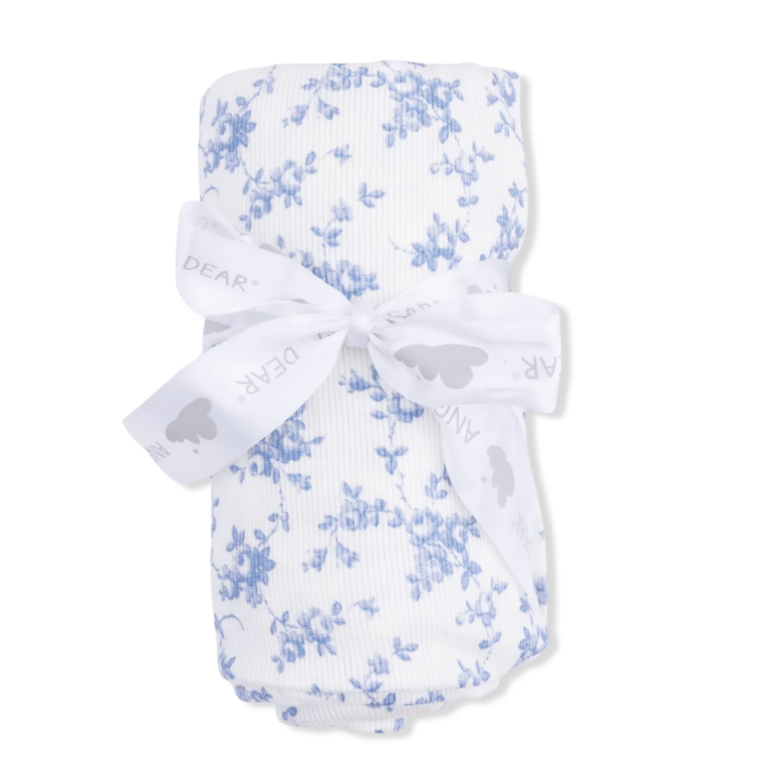 Baby Blue Vines Floral Swaddle Blanket