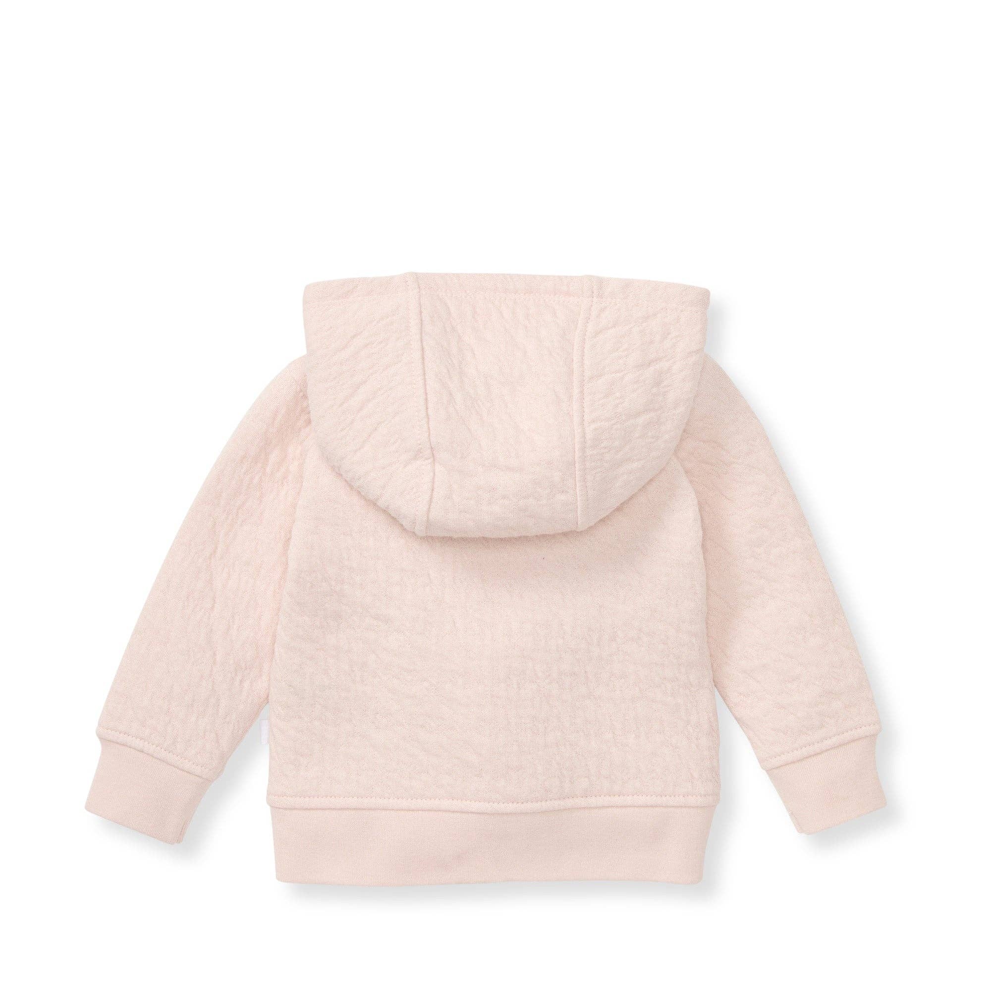 Quilted Zip-Up Hoodie in Blush