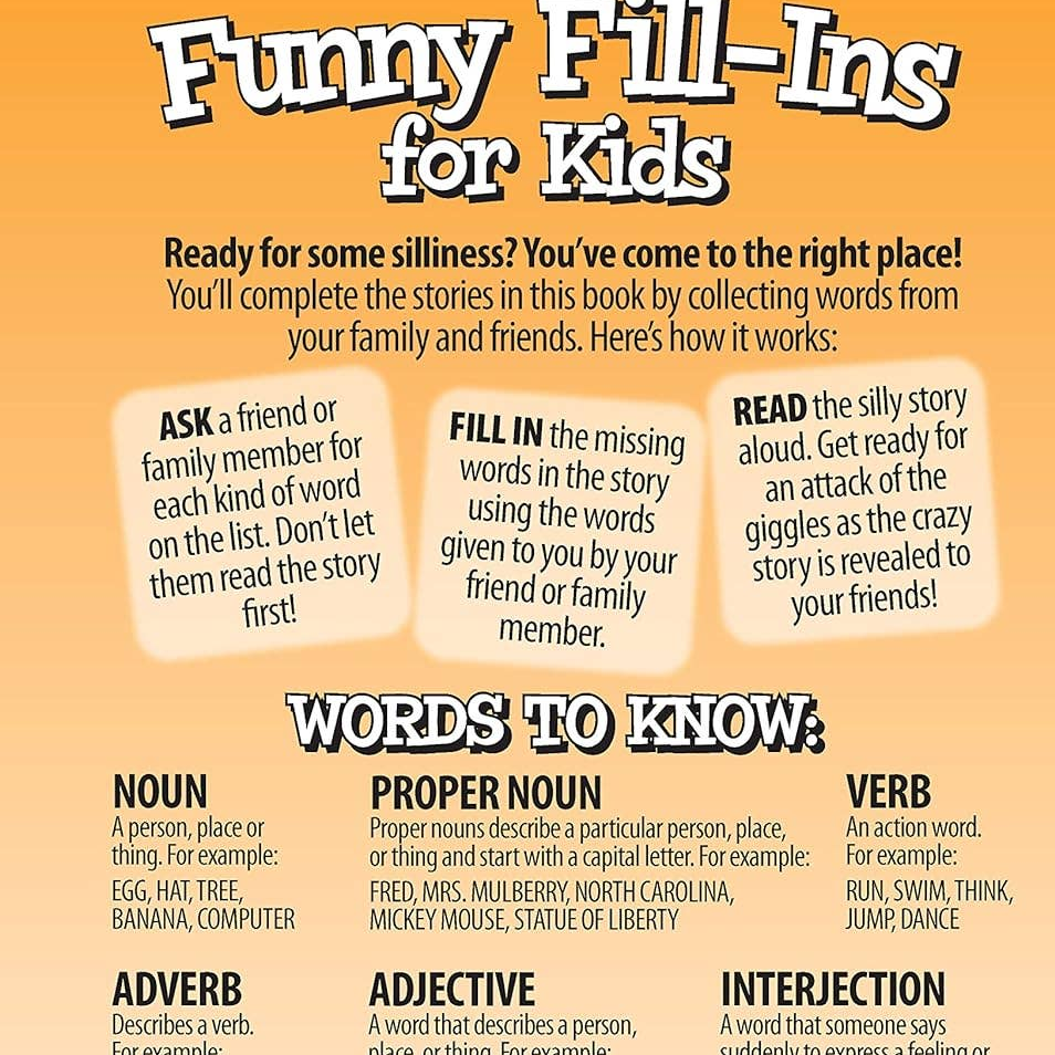 Awesome Funny Fill-Ins for Kids - Super Fun Word Game Book