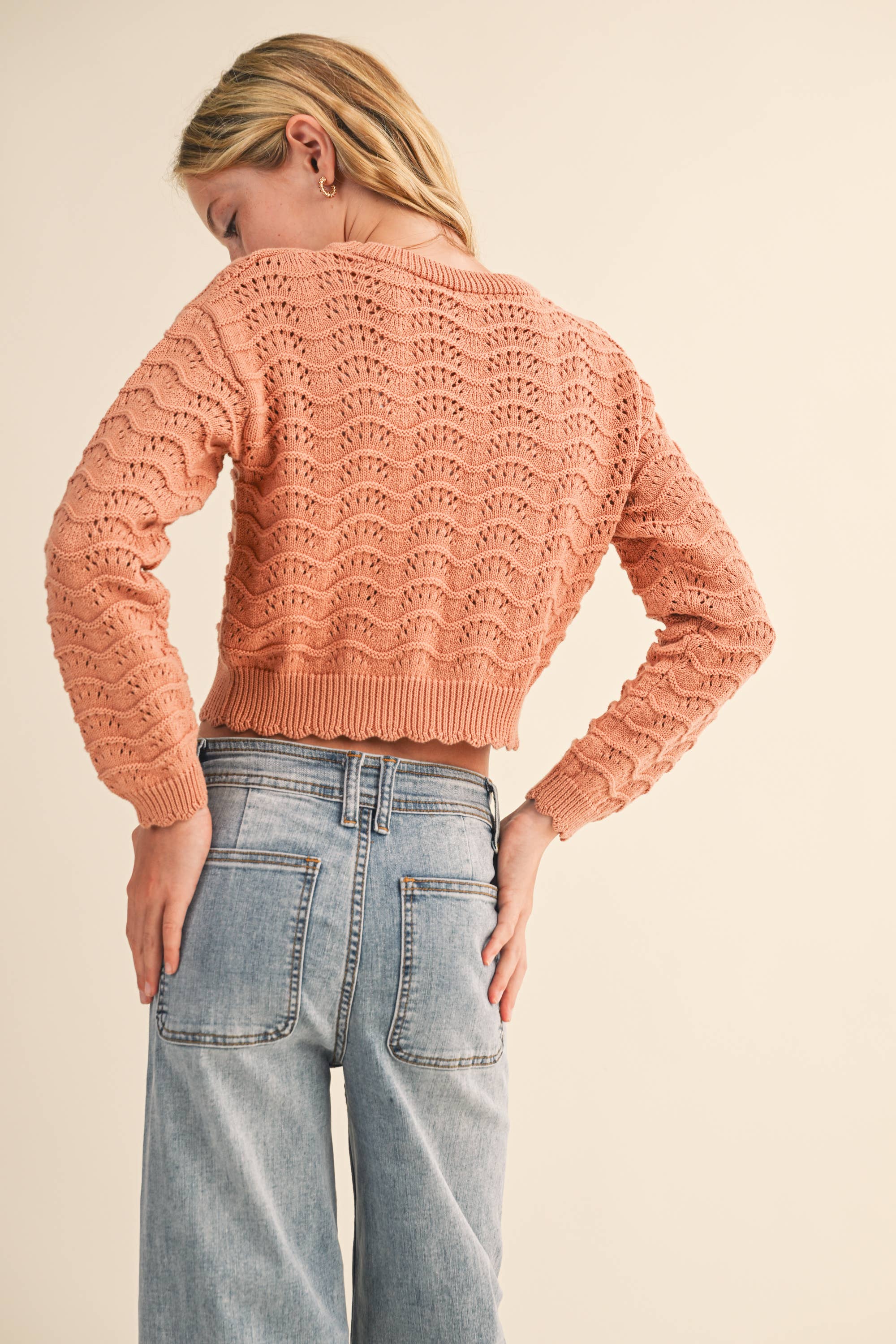 Copper Pointelle Sweater