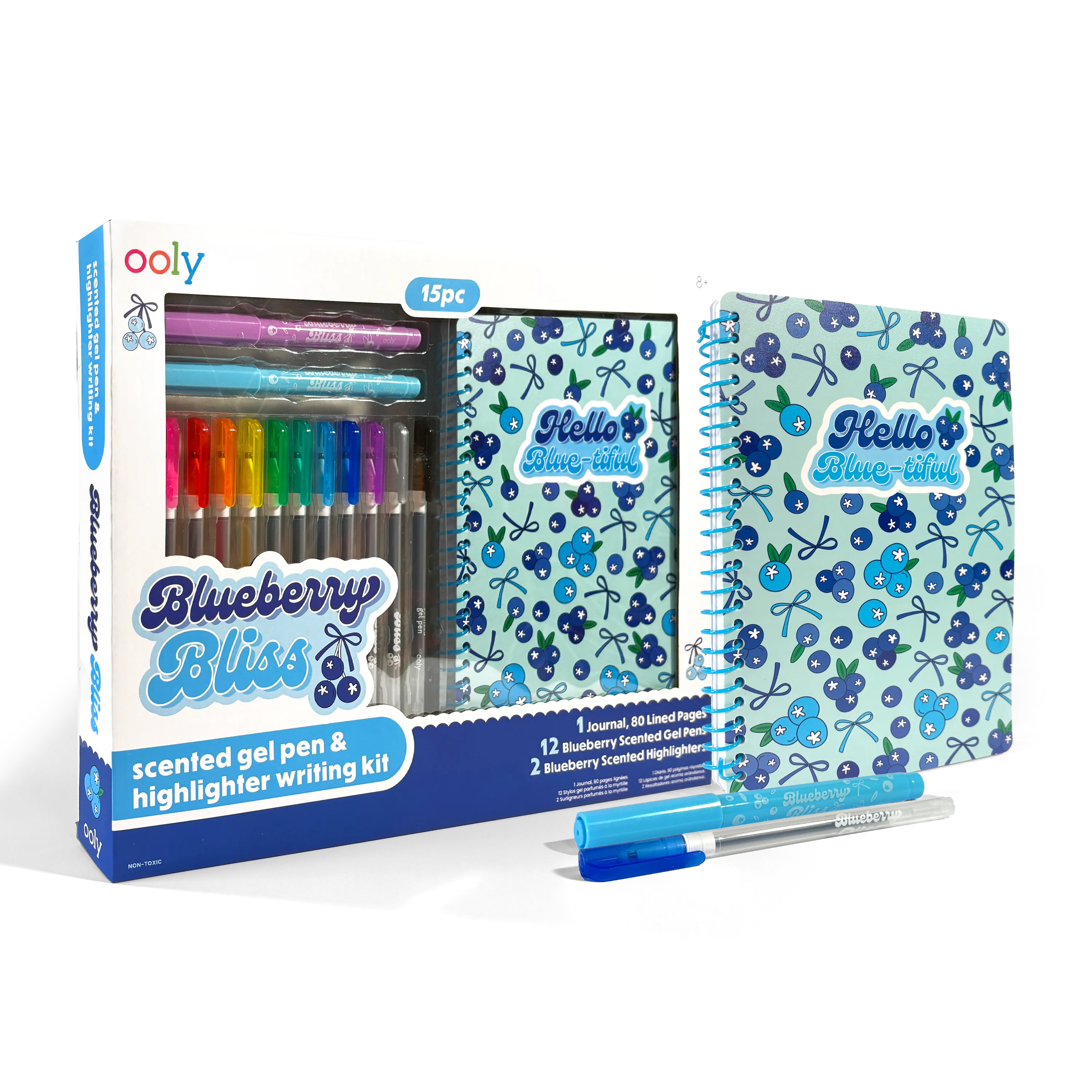 Scented Gel Pens & Notebook Set - Blueberry Bliss Writing Kit | OOLY