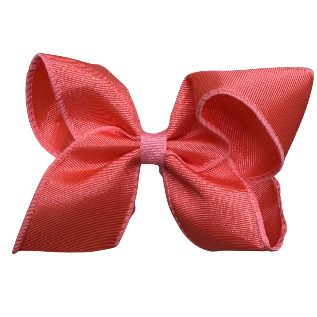 Coral Medium Organza Overlay Hair Bow