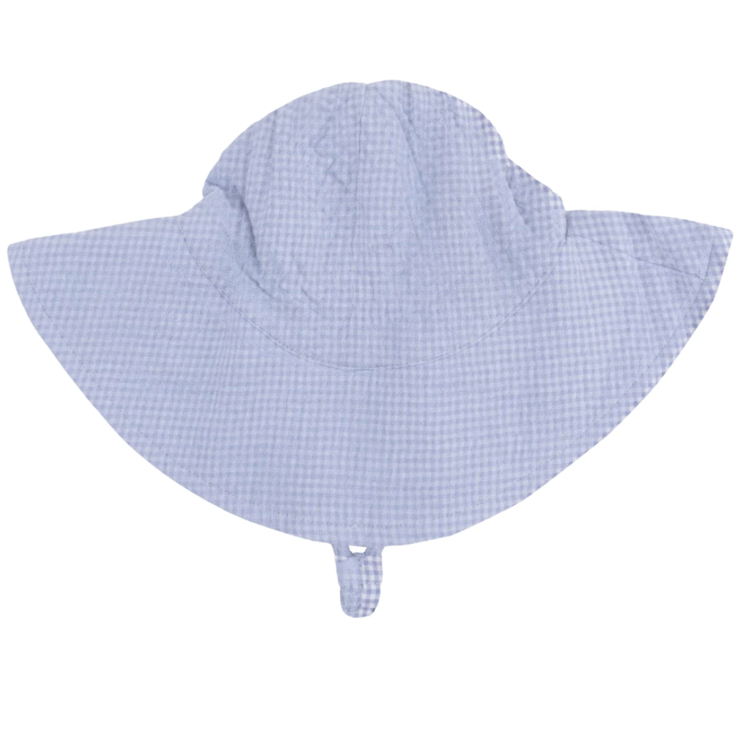 Micro Gingham Wide Brim Sun Hat
