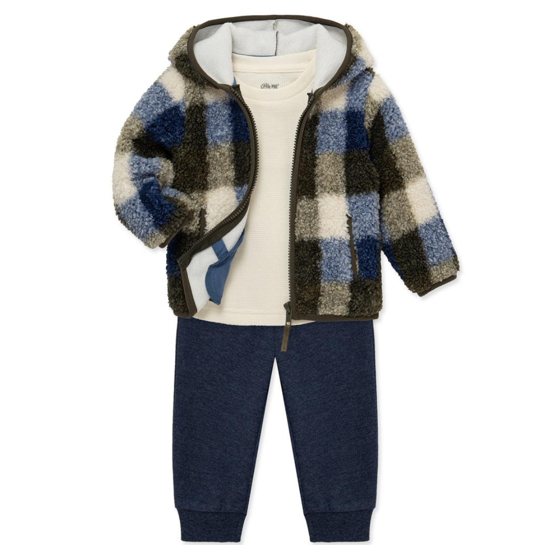 Plaid 3-Piece Sherpa Set