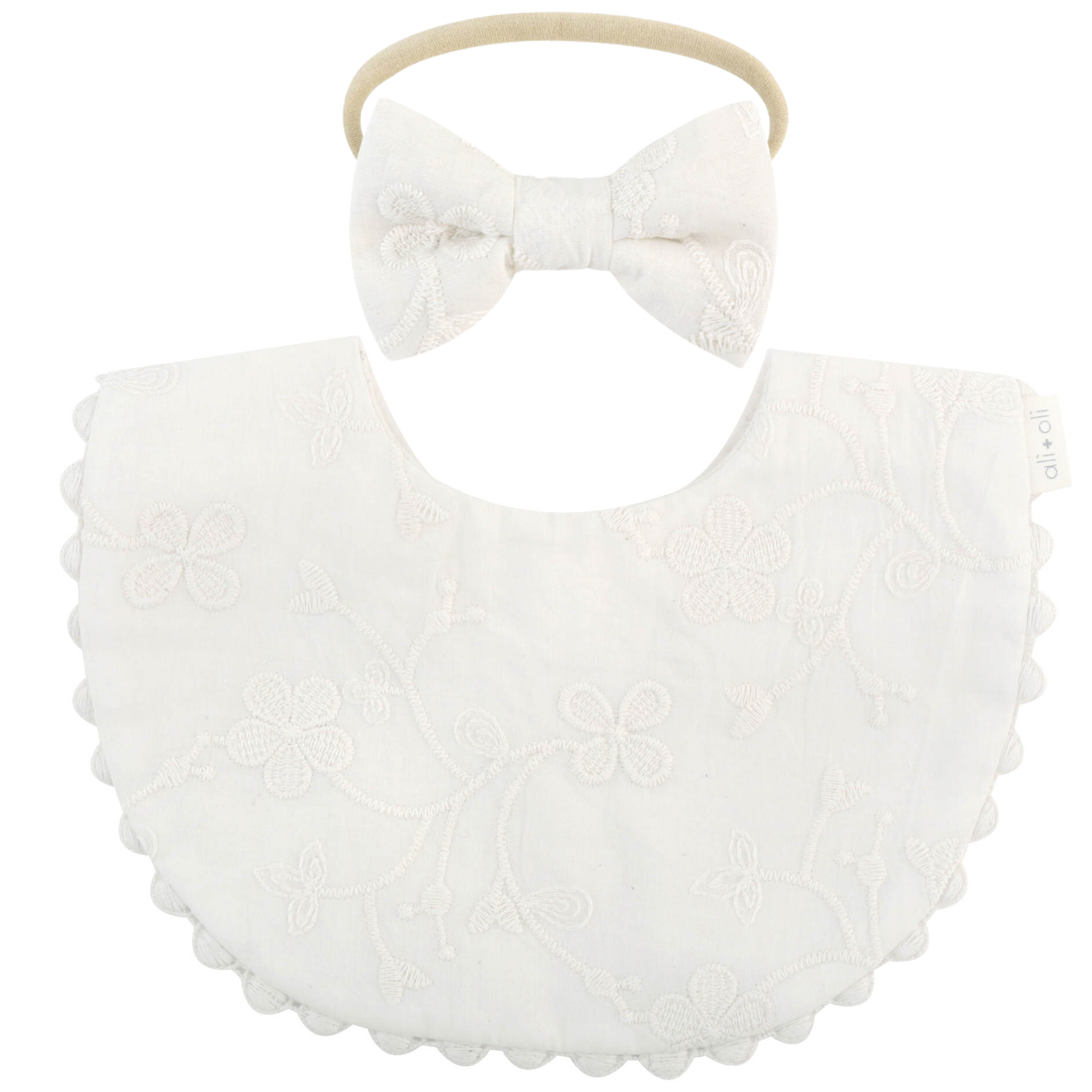 Flowers & Bow Cotton Baby Bib Double-Sided