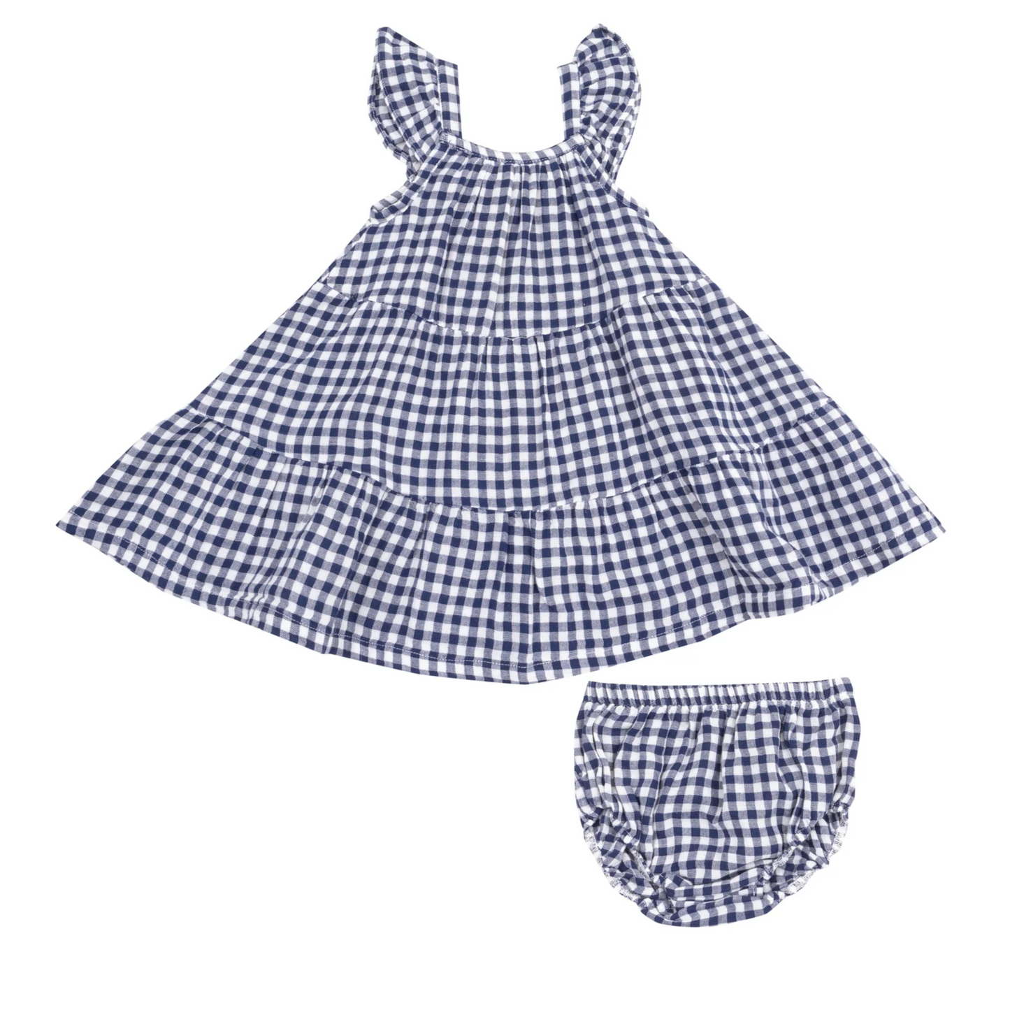 Navy Gingham Twirly Sundress and Bloomer