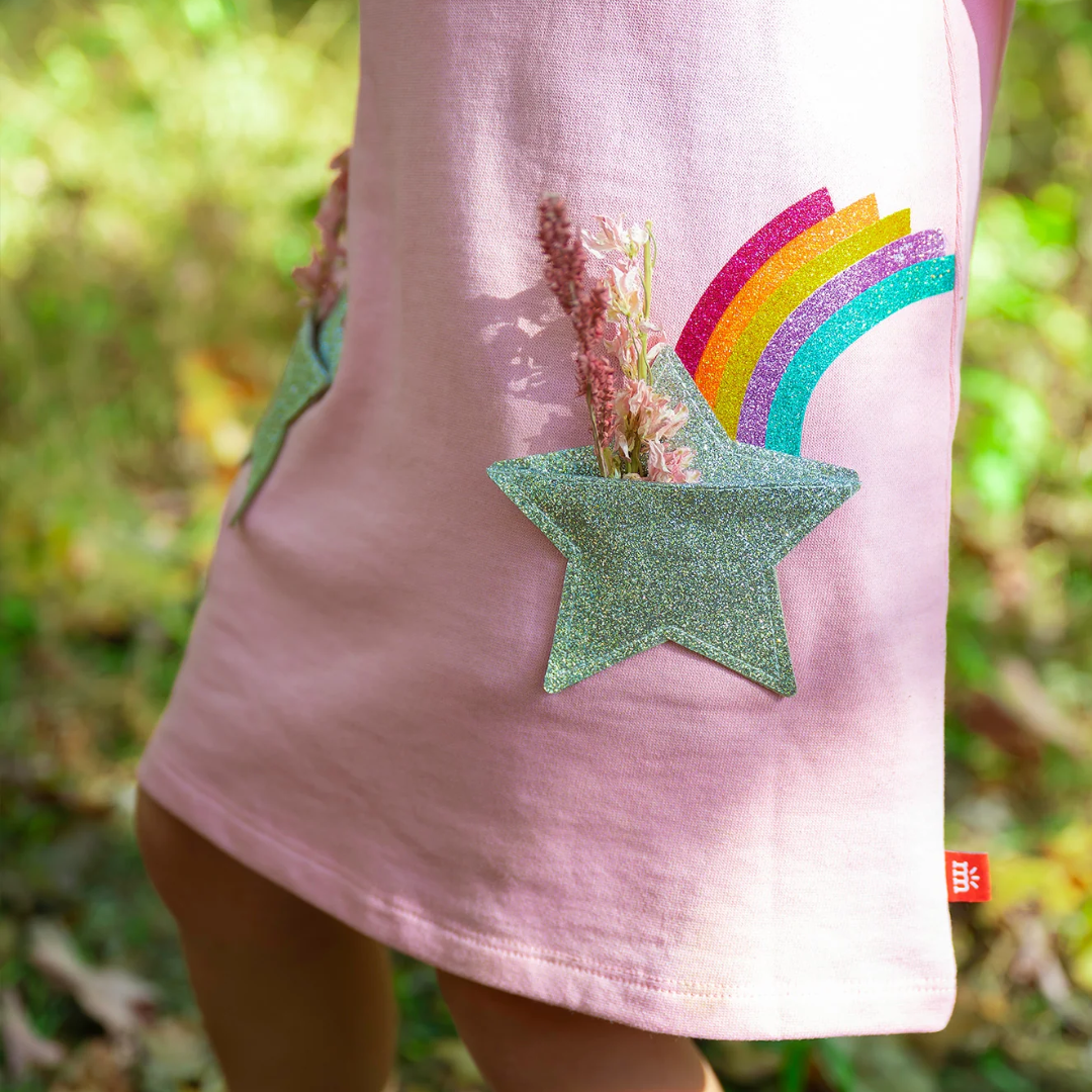 Star Pocket Pink Ruffle Dress