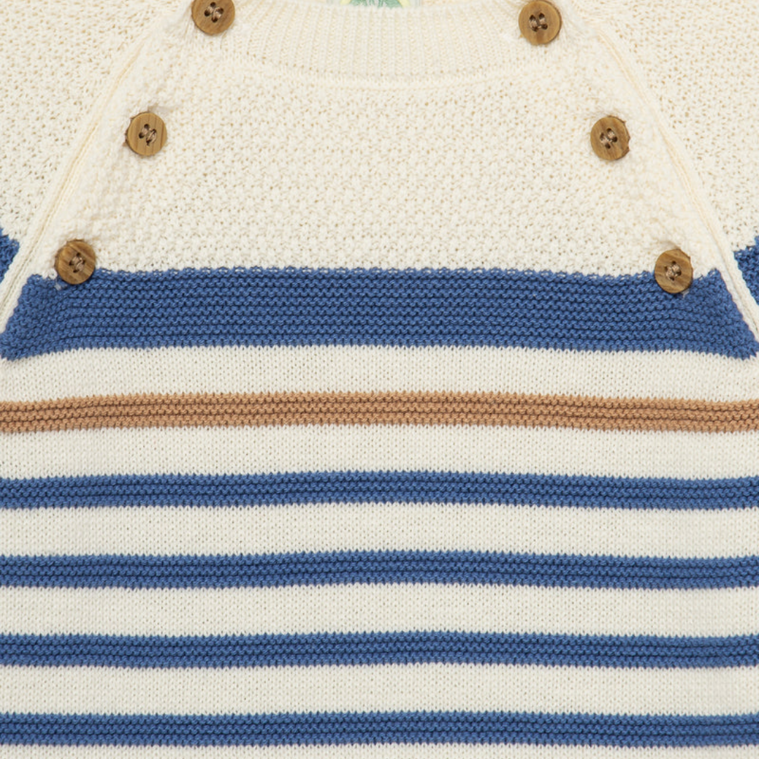 Blue Block Stripe Sweater Coverall