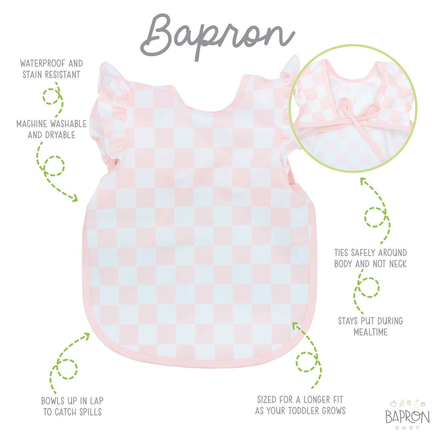 Pretty Pink Checkerboard Flutter Bapron