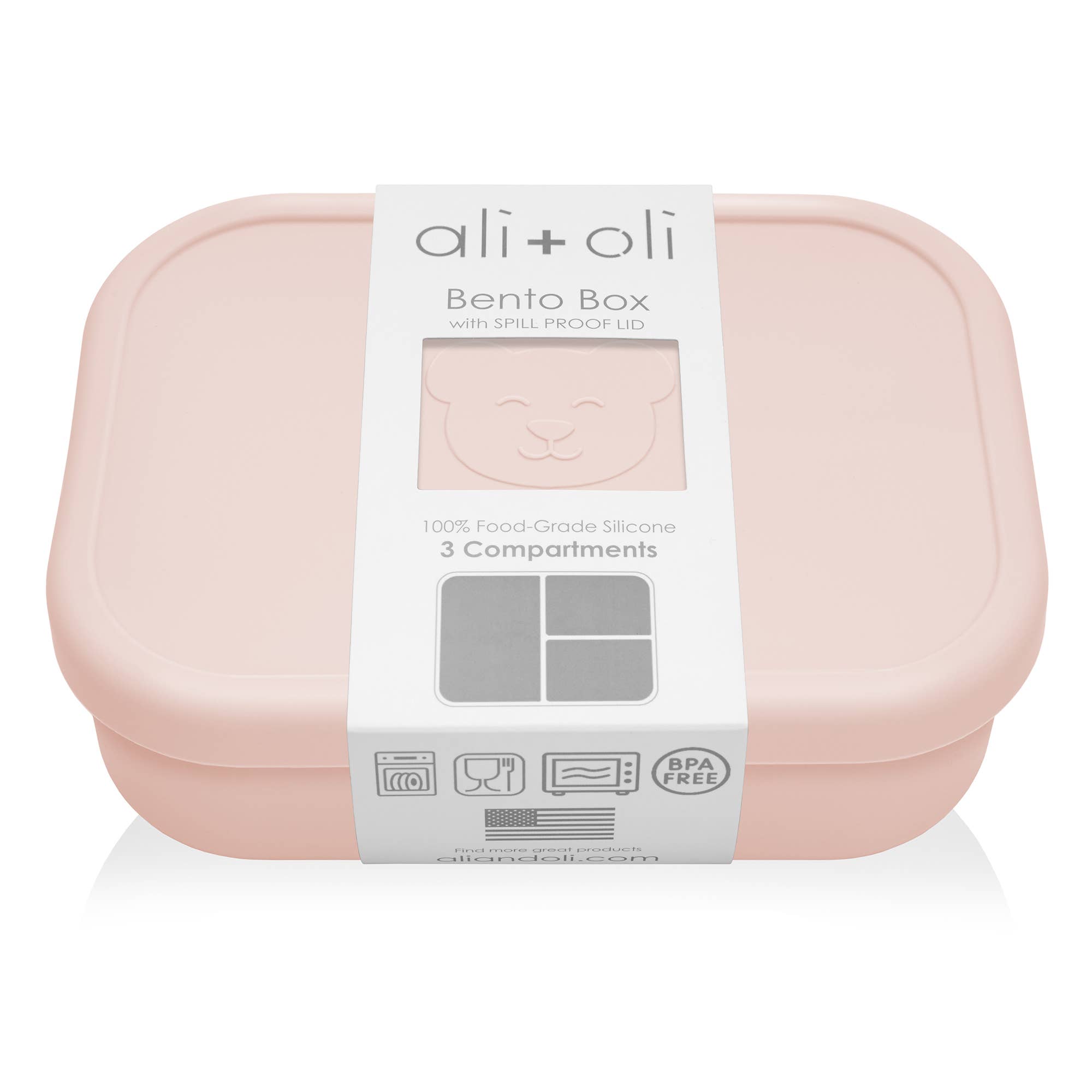 Ali+Oli Leakproof Silicone Bento Box (Blush) Back to School