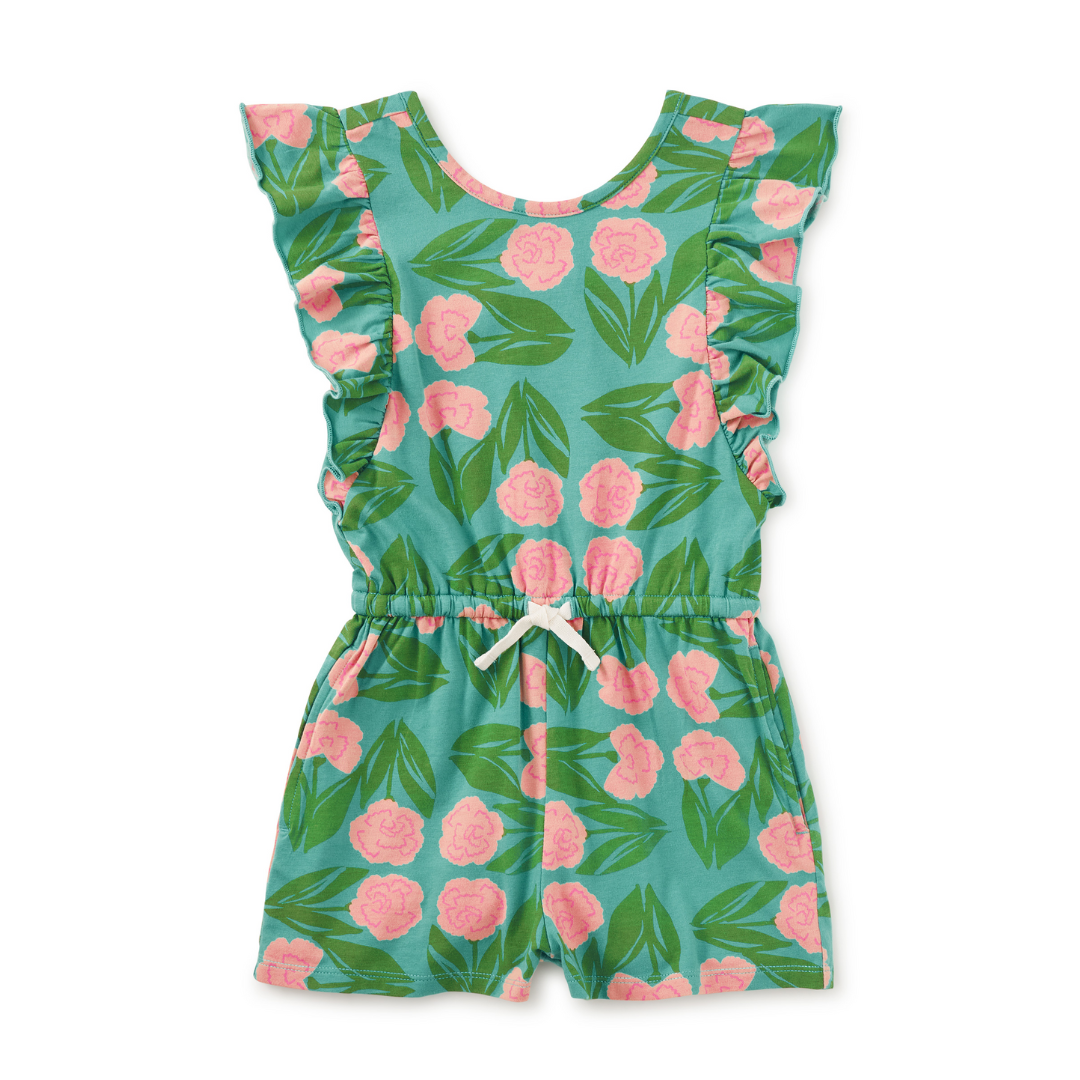 Flutter Sleeve Romper in Carnation Floral
