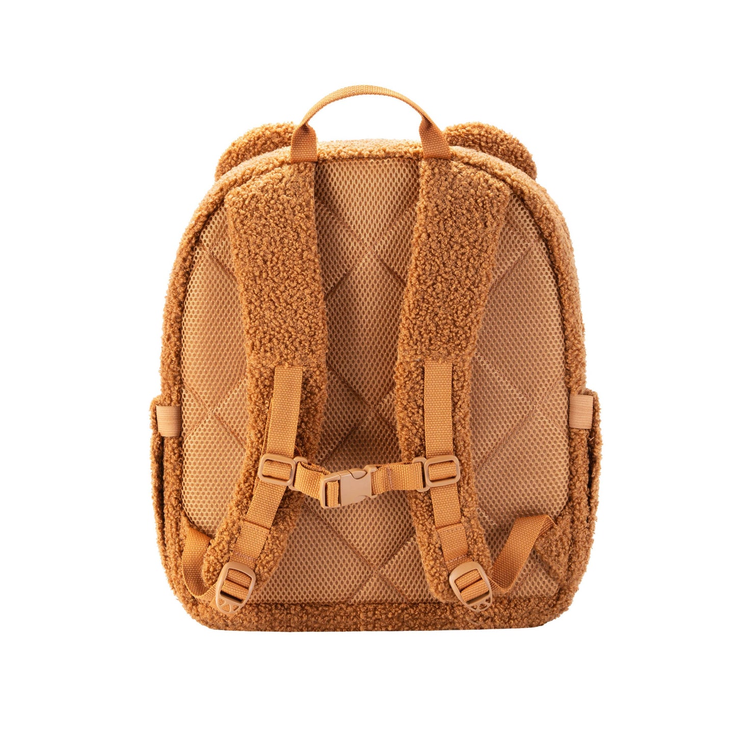 Brown textured backpack on a white background