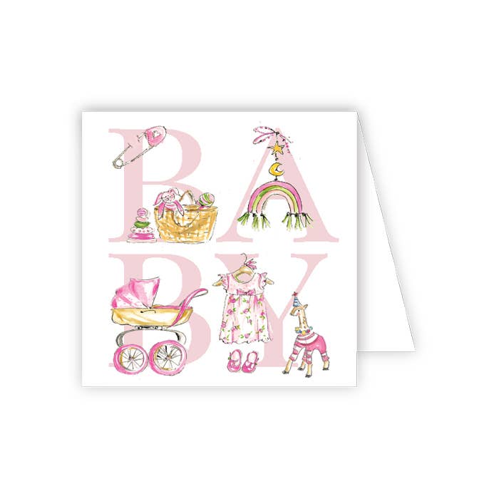 Pink Baby With Sweet Icons Enclosure Card