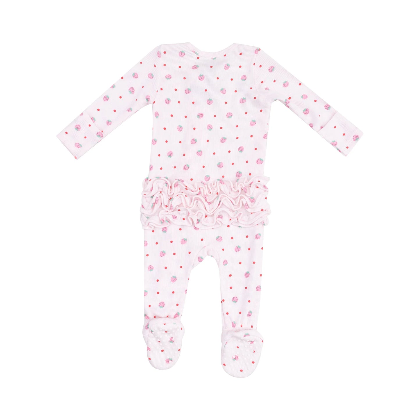 Strawberry Swiss Dot Zipper Footie